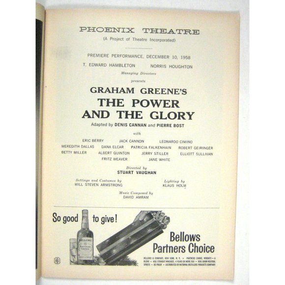 Power and Glory Playbill Premiere Performance December 1958 Eric Berry - Picture 2 of 7
